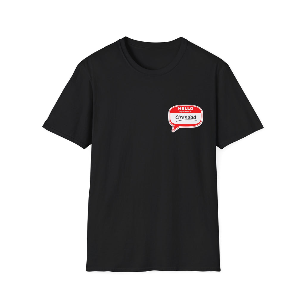 Grandad Name Badge T-Shirt — "Hello, Grandad!" Chest Logo