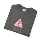 T-Shirt — "Warning: Hormonal" Cute Pink Gingham Alert Graphic