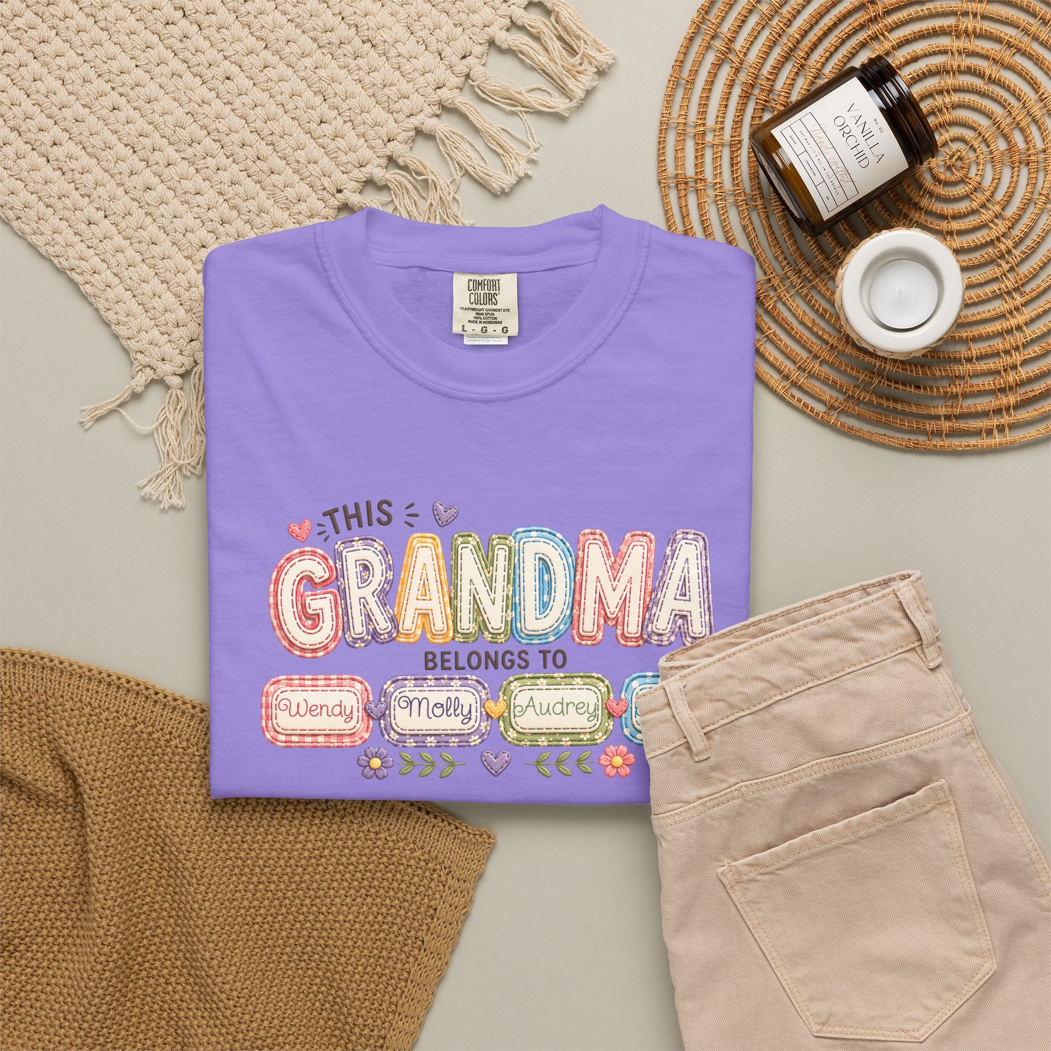 Grandma Belongs To Cute Pastel Family Names T-Shirt