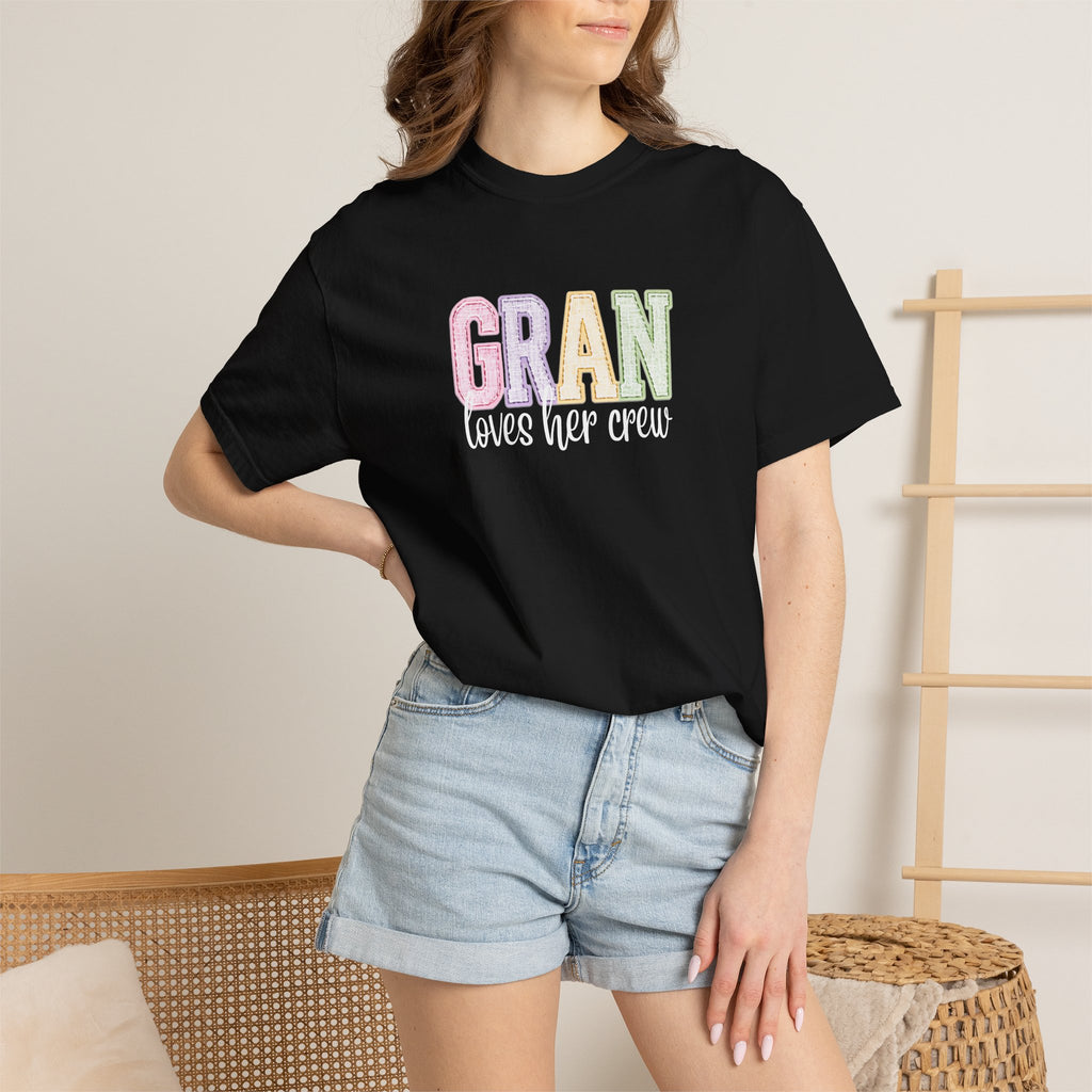 Gran Loves Her Crew T-Shirt — Pastel Grandma Shirt for Mother's Day & Family Gifts