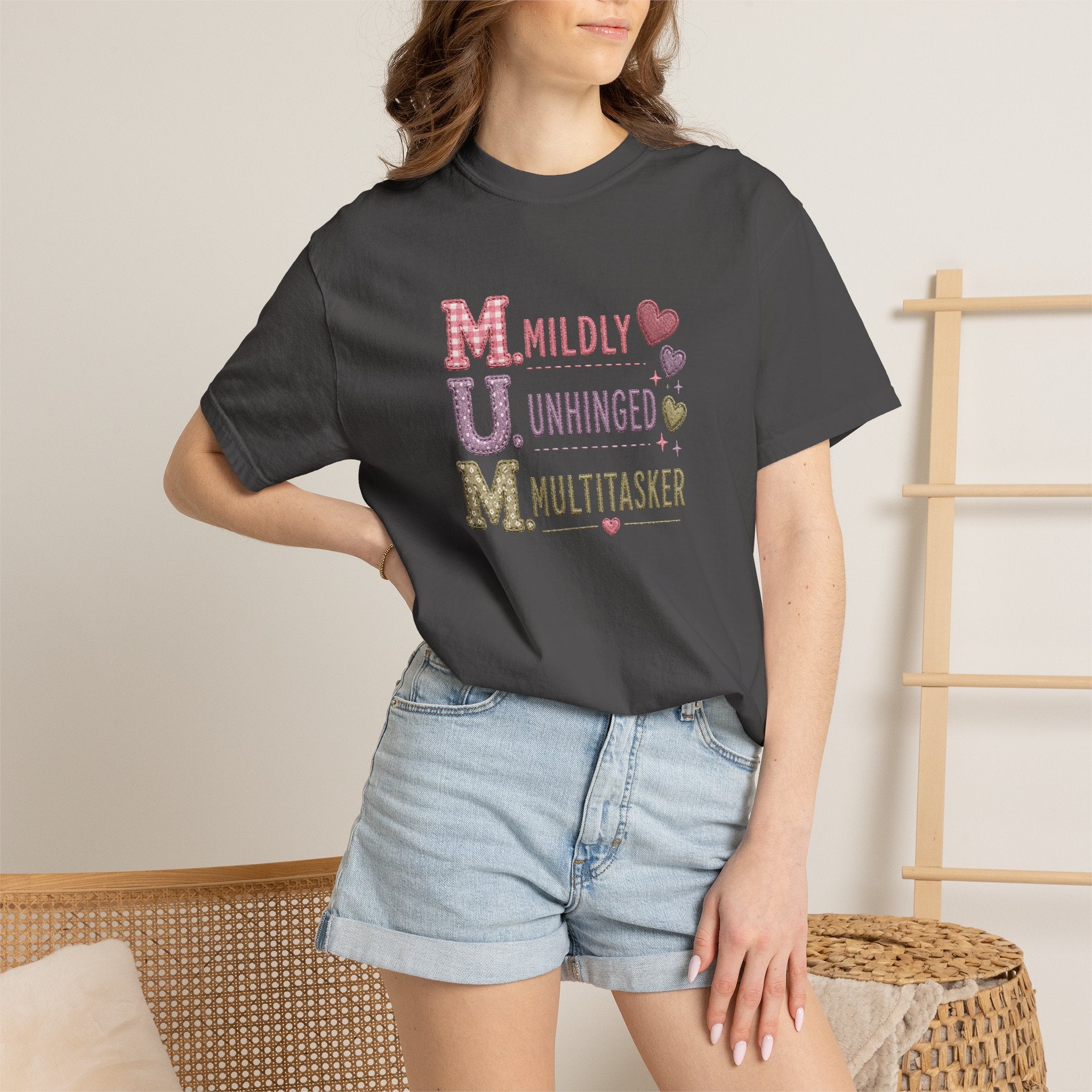 MUM Acronym T-Shirt – "Mildly Unhinged, Multitasker" Funny Mom Shirt