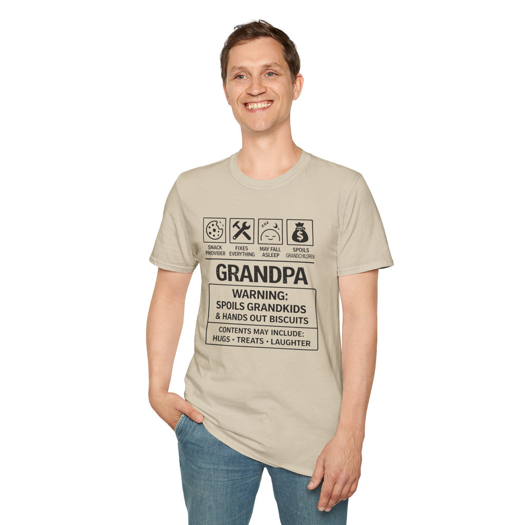 Grandpa Warning T-Shirt — "Spoils Grandkids & Hands Out Biscuits" Funny Grandpa Gift