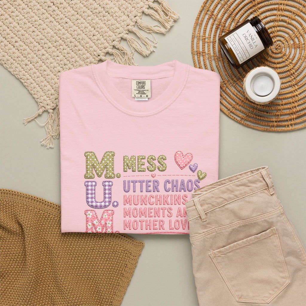 M.U.M. Mom Acronym Graphic Tee — Mess, Utter Chaos, Munchkins & Mother Love T-Shirt