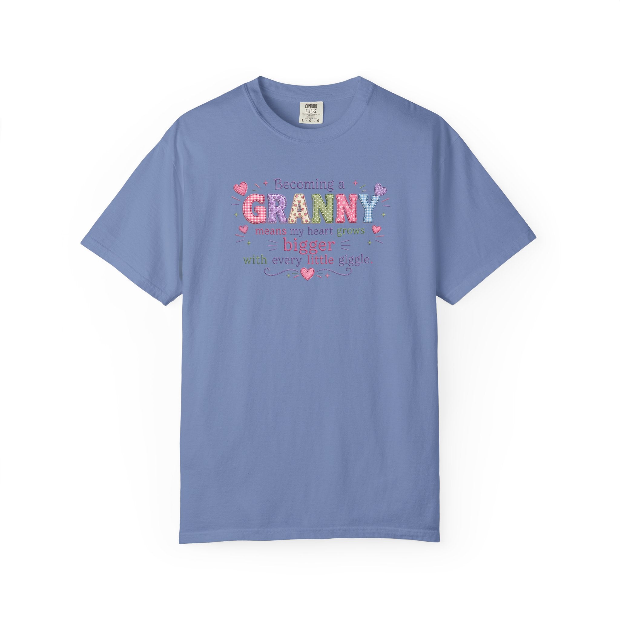 Becoming a Granny T-Shirt – Cute Grandma Shirt with "Becoming a Granny means my heart grows bigger with every little giggle" Design