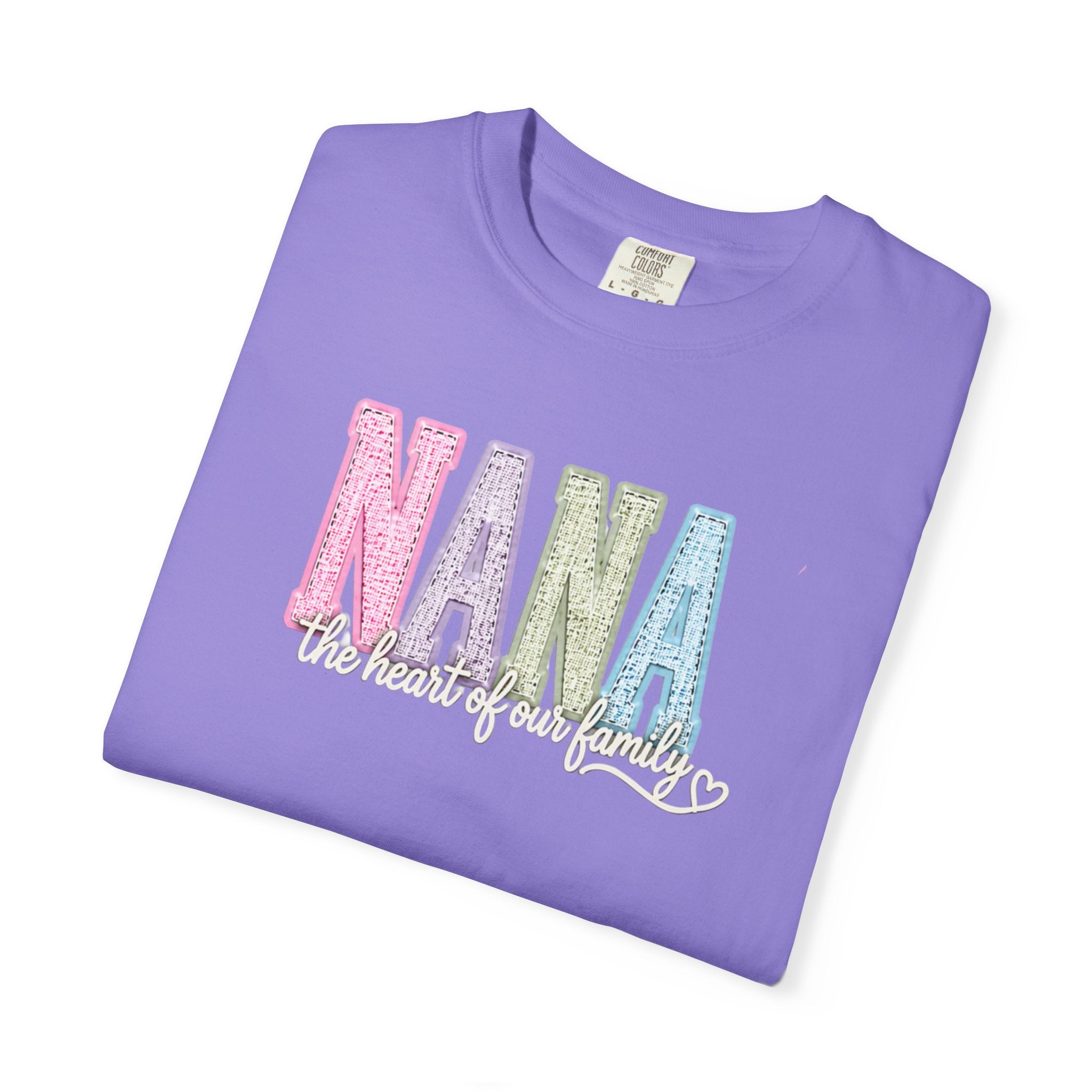 NANA Pastel Patchwork T-Shirt — "The Heart of Our Family" Gift
