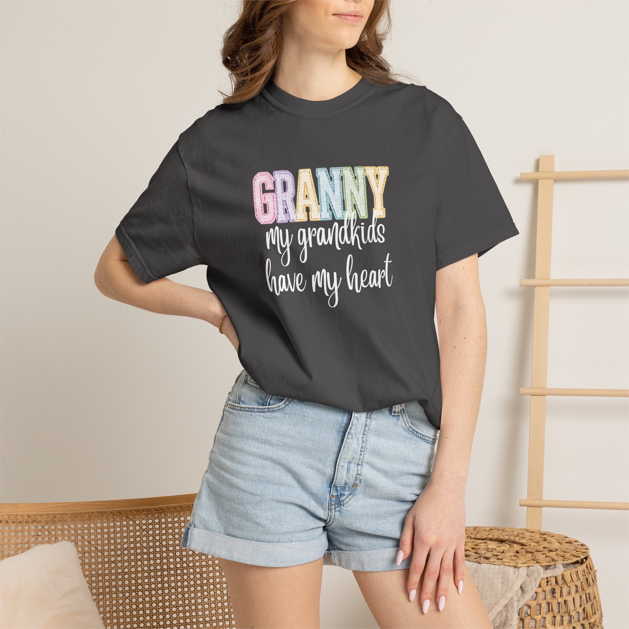 Granny Pastel Rainbow T‑Shirt — Retro Block Letter Grandma Tee