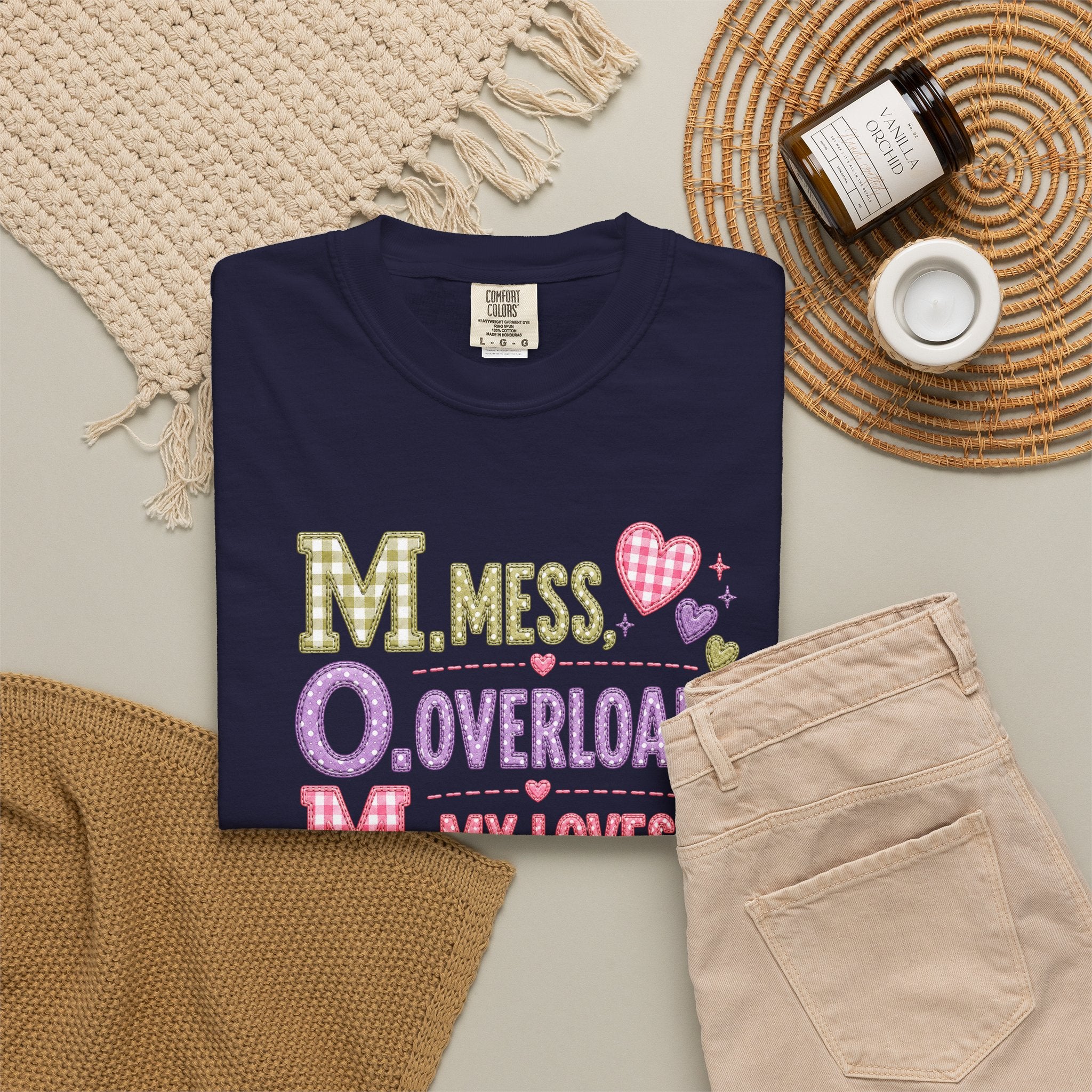 T-Shirt — "M.O.M. Mess, Overload, My Loves" Cute Mom Acronym Graphic Tee