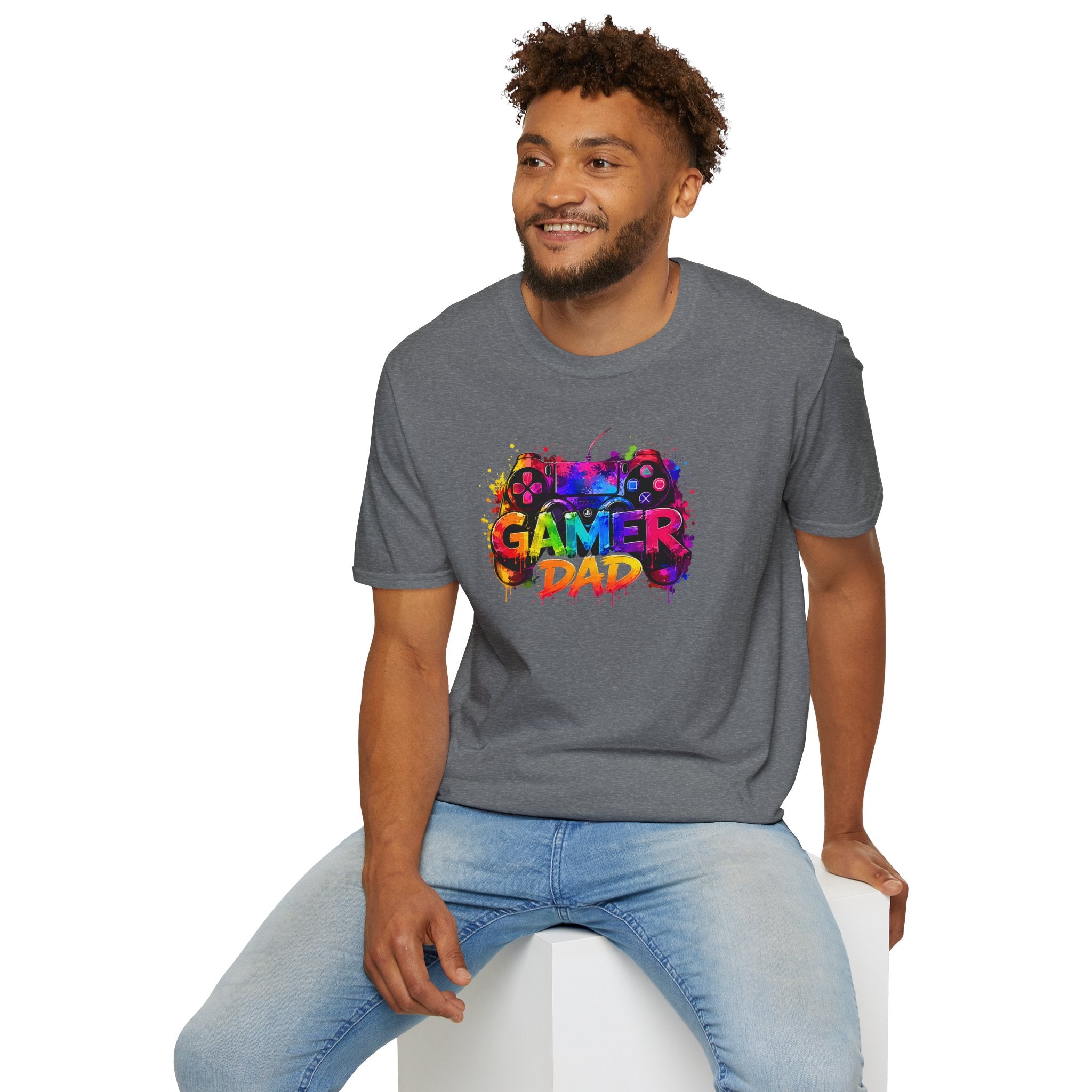 Gamer Dad Colourful Controller Design T-Shirt