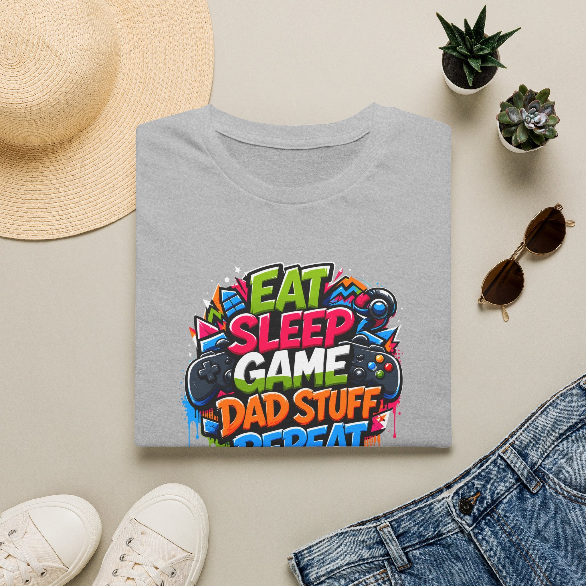 Eat Sleep Game Dad Stuff Repeat T-Shirt