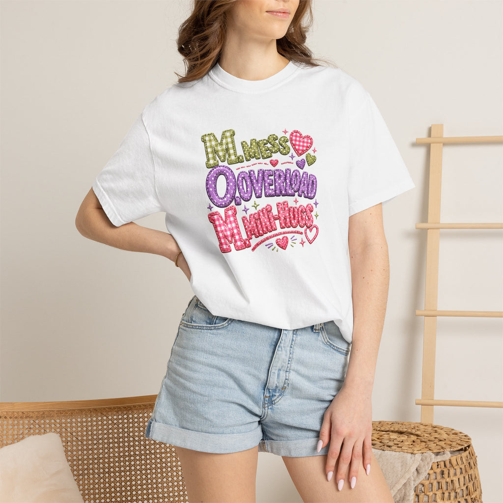 T‑Shirt — "Moms Overload Mini-Hugs" Cute Colorful Graphic Tee