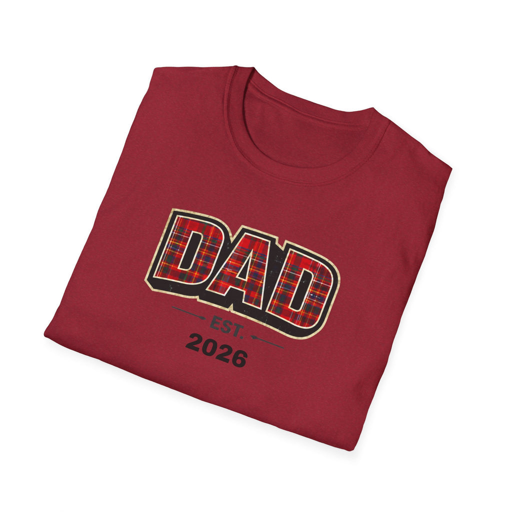 Dad Plaid Design T-Shirt — DAD Est. 2026 New Dad Gift