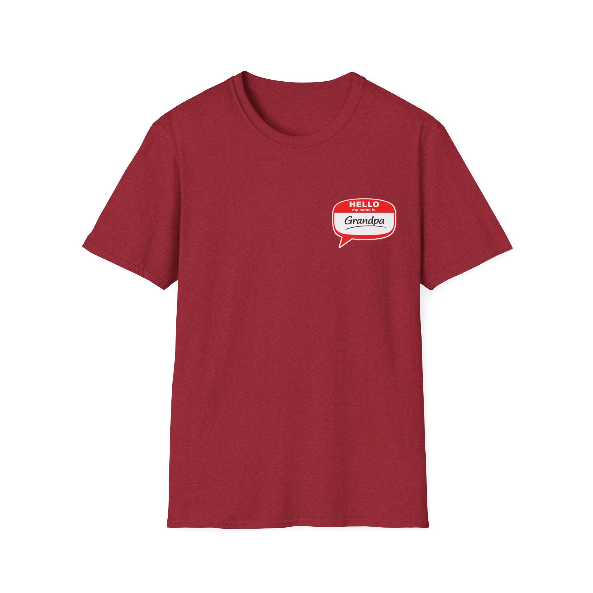 Grandpa Name Tag T-Shirt — "Hello Grandpa" Chest Badge Tee
