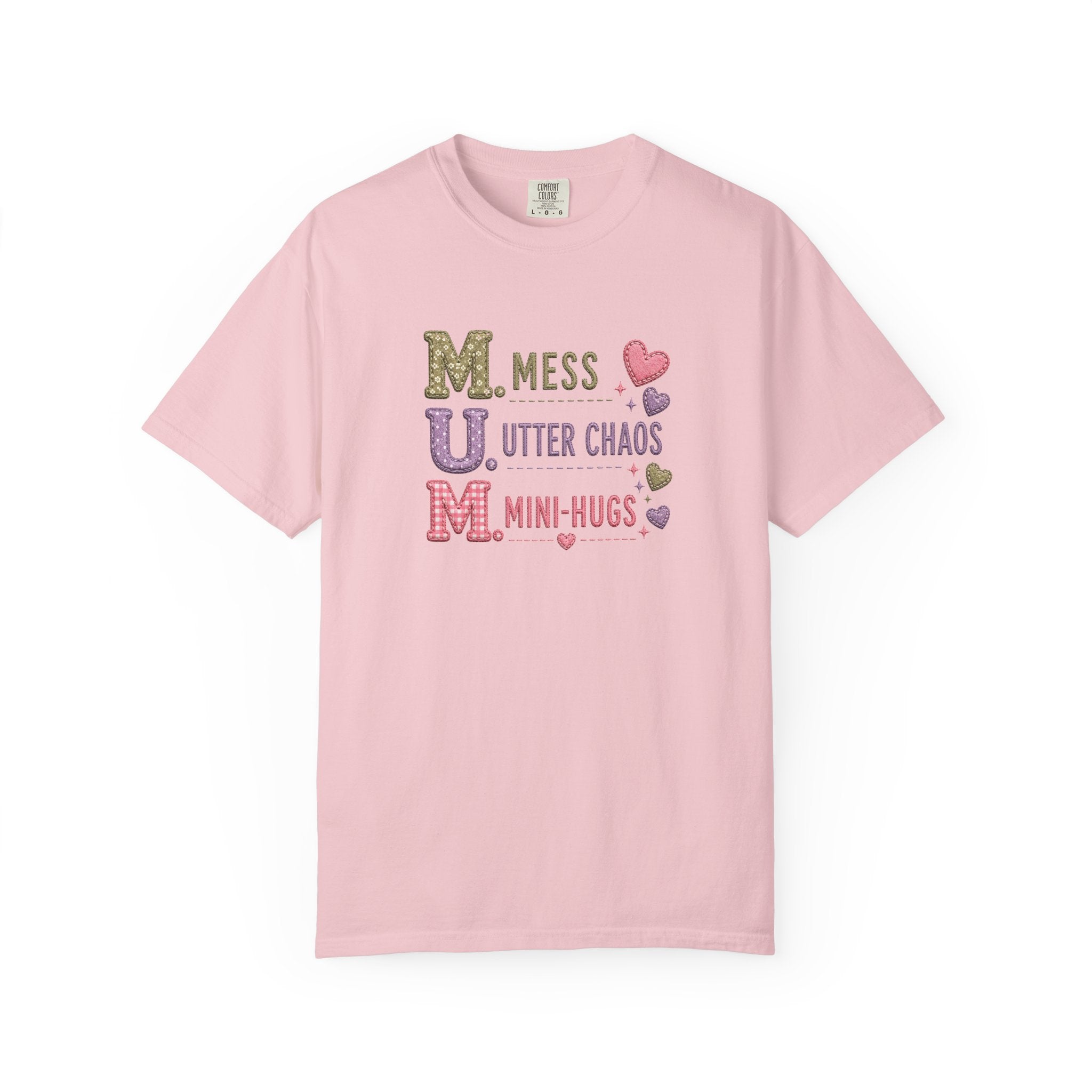 Mom Acronym T-Shirt — "M.U.M. Mess, Utter Chaos, Mini-Hugs" Cute Mom Graphic Tee