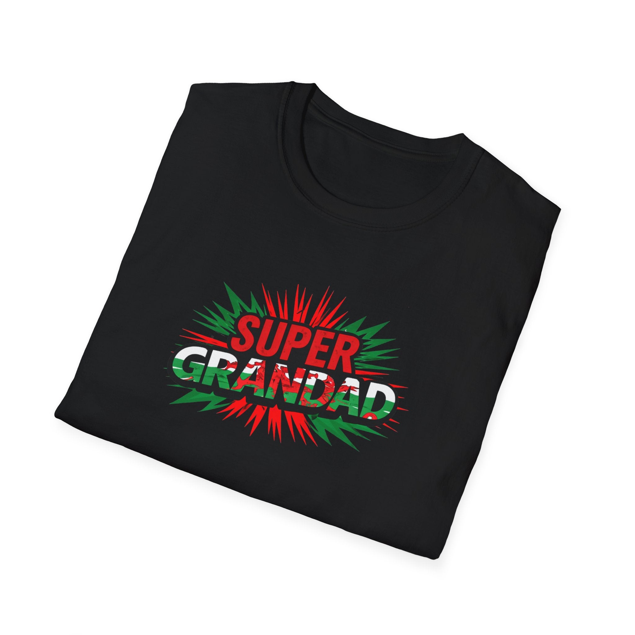 Super Grandad Welsh Flag/Wales themed T-Shirt — Retro Comic Style Father's Day Gift