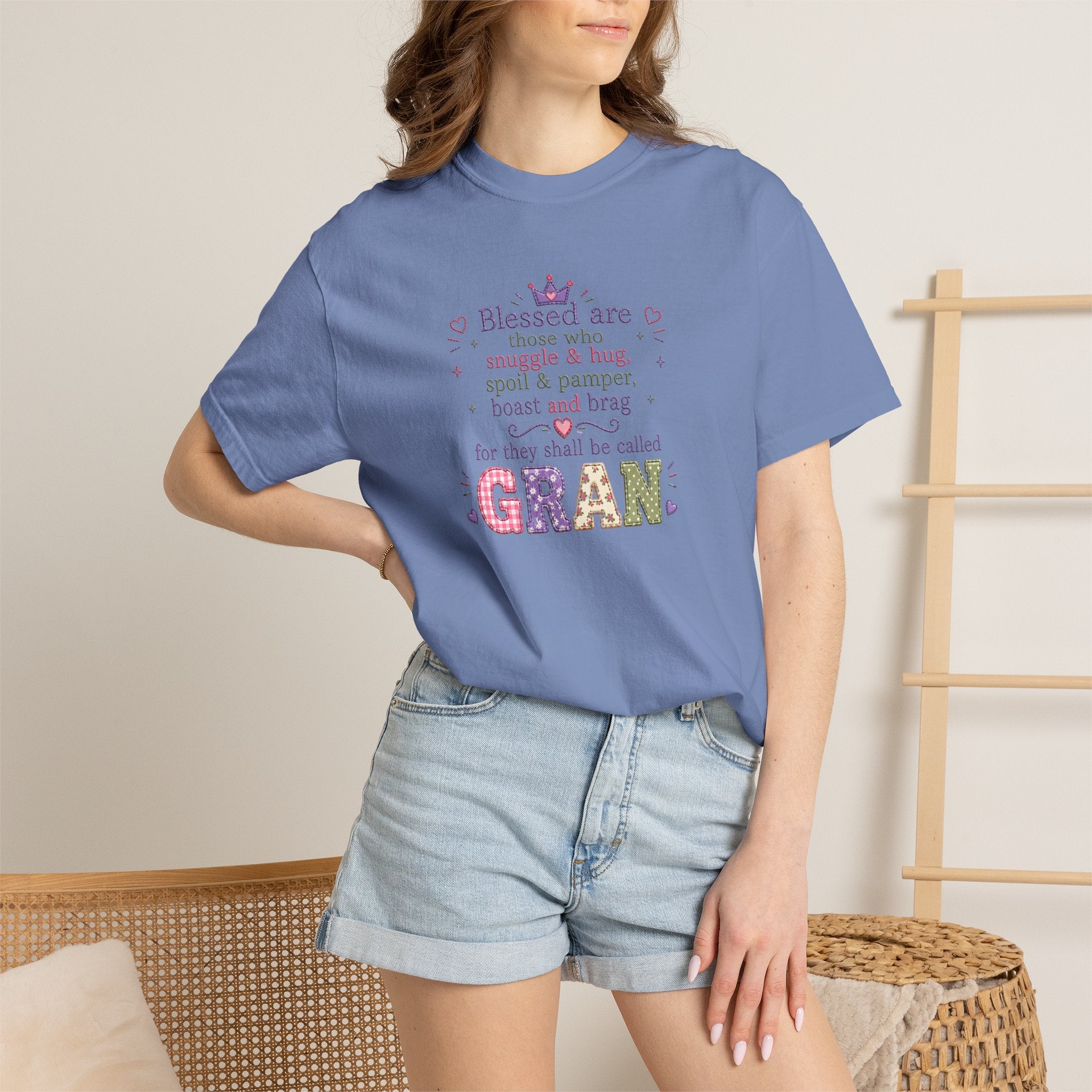 Gran Blessings T-Shirt — "Blessed are those who snuggle & hug... called GRAN"