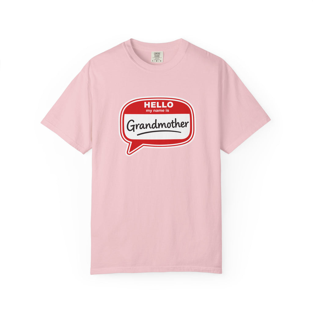 Hello My Name Is Grandmother T-Shirt - Retro Name Badge Tee for Moms & Grandmas