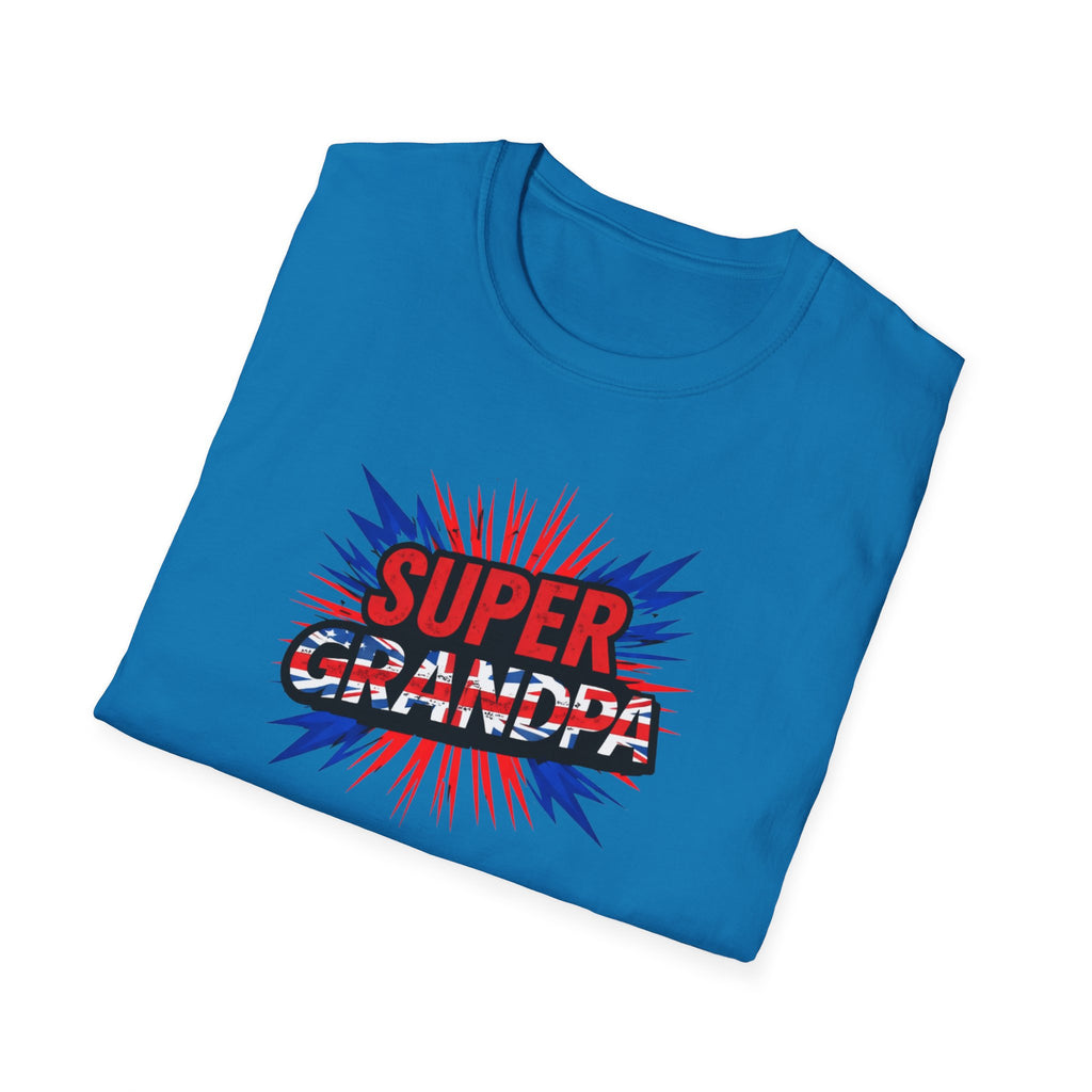 Super Grandpa T-Shirt Union Jack/England themed – Retro Comic Style Father’s Day Gift for Grandfathers