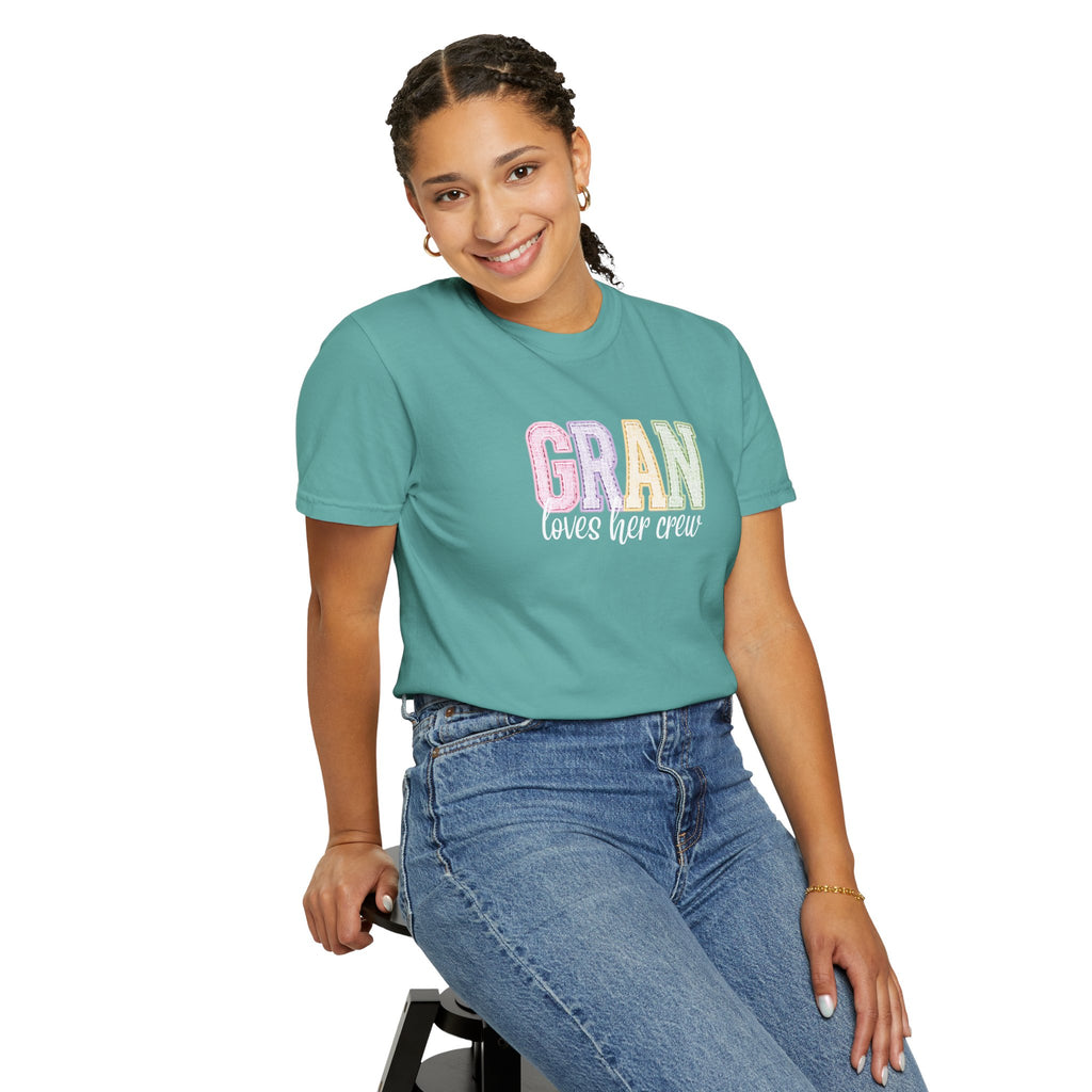 Gran Loves Her Crew T-Shirt — Pastel Grandma Shirt for Mother's Day & Family Gifts