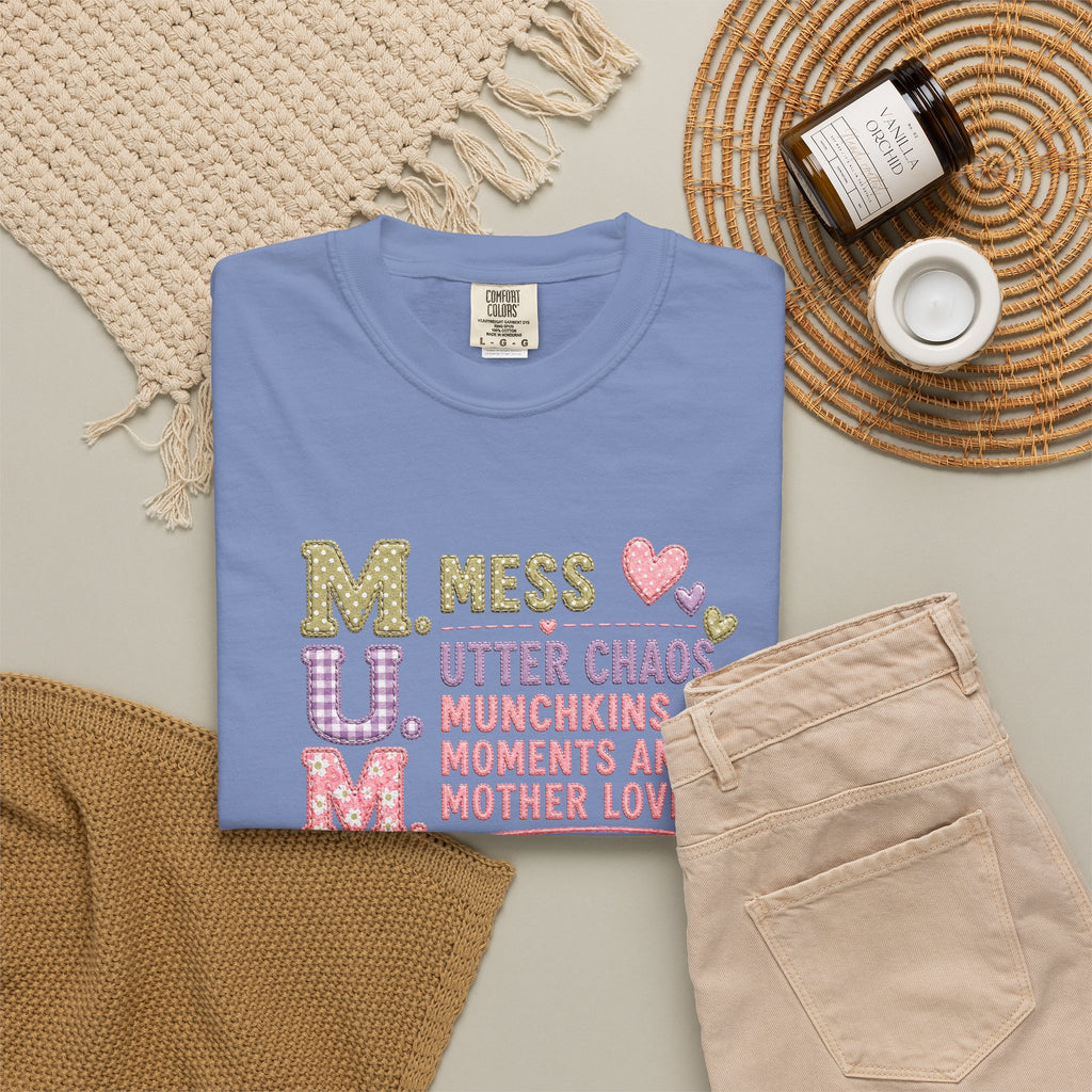 M.U.M. Mom Acronym Graphic Tee — Mess, Utter Chaos, Munchkins & Mother Love T-Shirt