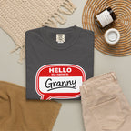 Hello My Name Is Granny T-Shirt - Funny Grandma Gift, Retro Name Badge Tee