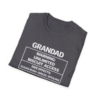 Grandad Warning T-Shirt – "Unlimited Biscuit Access" Funny Grandpa Gift