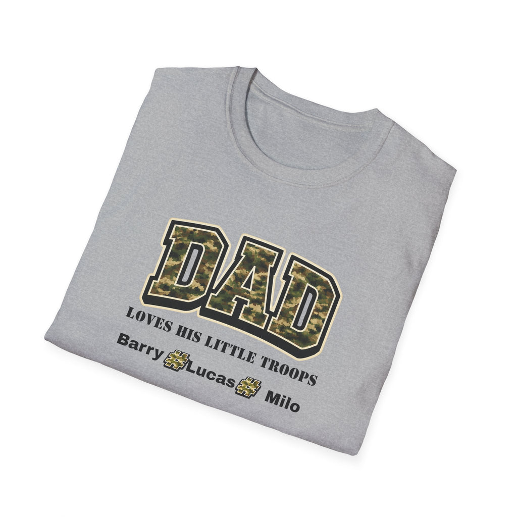 Dad Loves His Little Troops Camo T-Shirt — Personalized Kids' Names