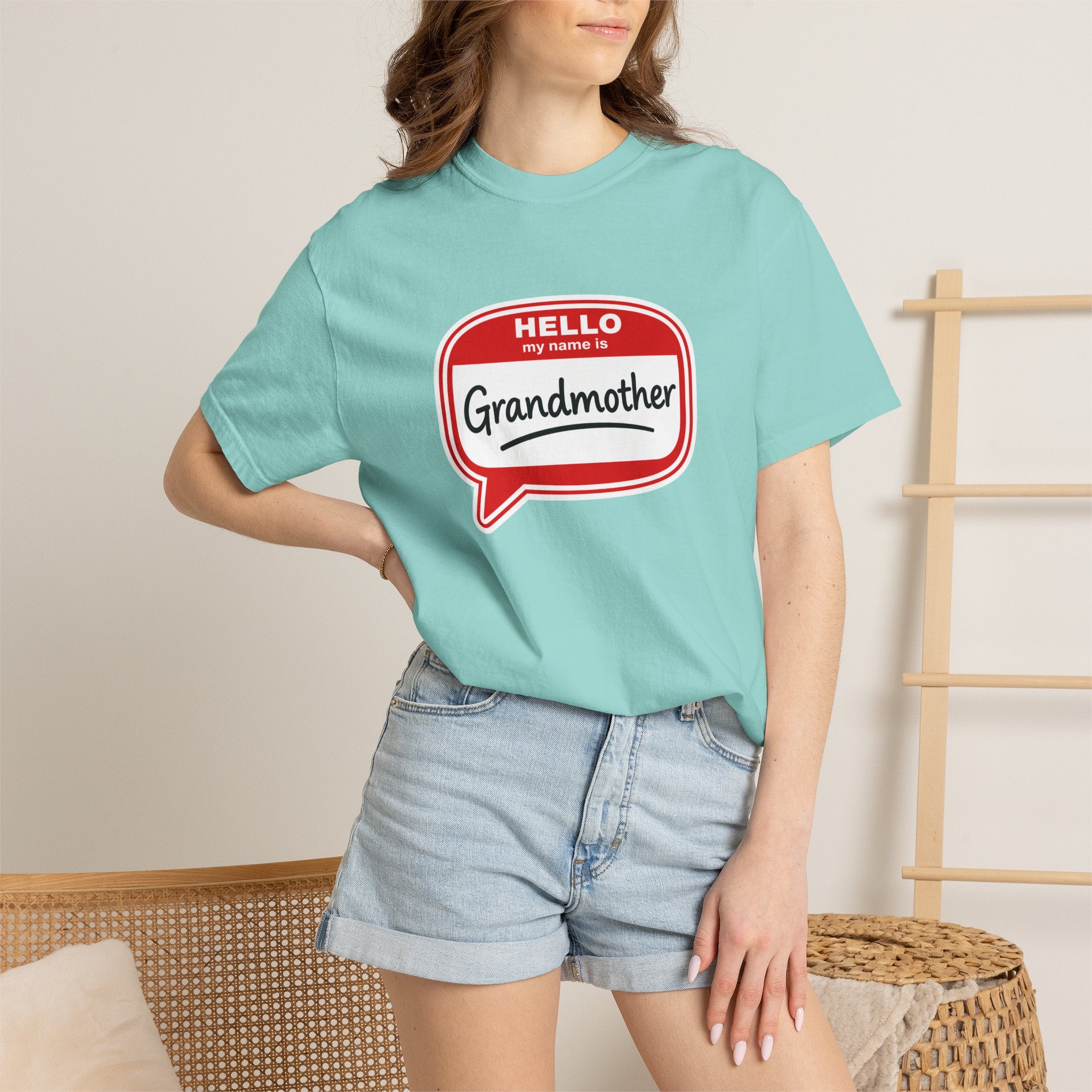 Hello My Name Is Grandmother T-Shirt - Retro Name Badge Tee for Moms & Grandmas