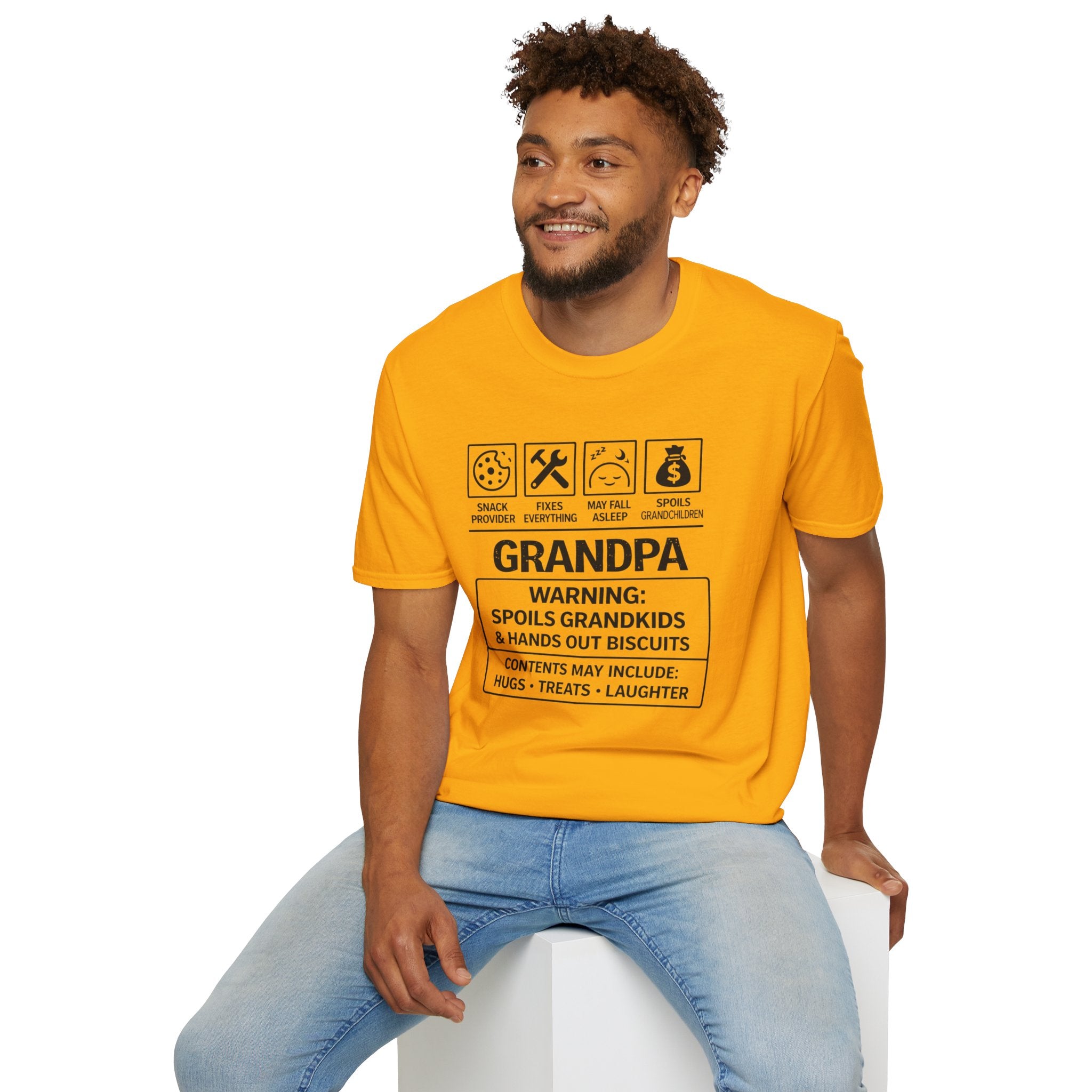 Grandpa Warning T-Shirt — "Spoils Grandkids & Hands Out Biscuits" Funny Grandpa Gift