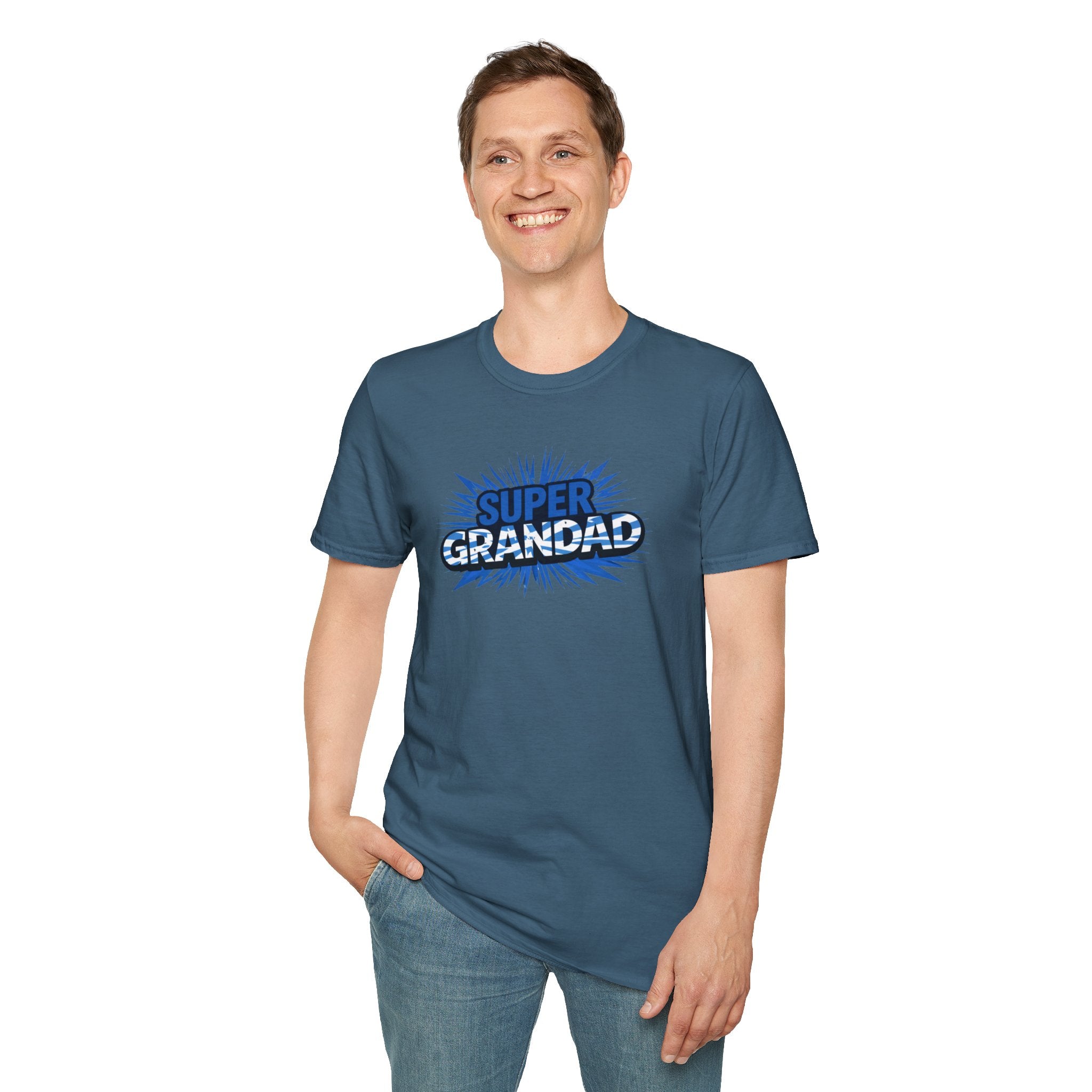 Super Grandad Scotland Flag/Scottish themed T-Shirt — Retro Comic Gift for Grandpa, Father’s Day & Birthday