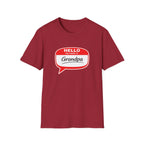 Hello My Name Is Grandpa T-Shirt — Funny Grandpa Name Tag Tee for Father’s Day & New Grandfathers
