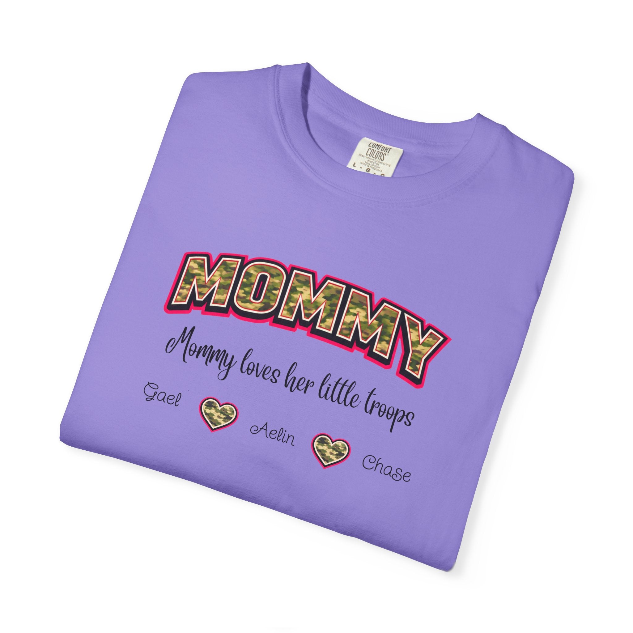 Mommy Camo Heart T-Shirt — "Mommy, I am here for little forever" Mother's Day Tee