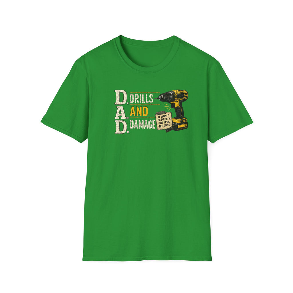 Drills and Damage Dad T-Shirt – Funny Father’s Day Tool Lover Tee