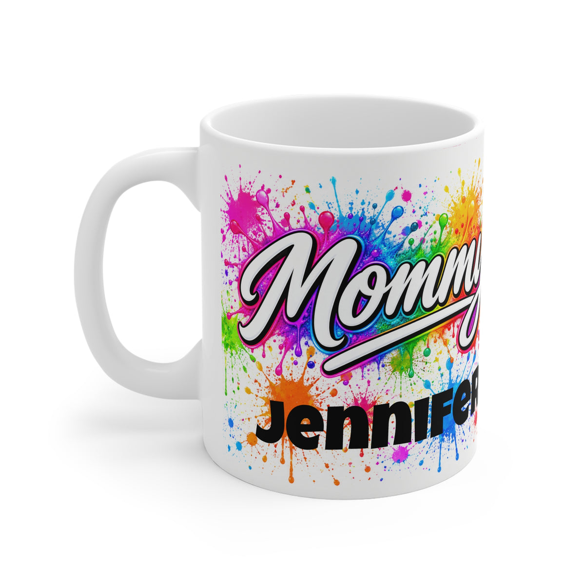 MOMMY - Colourful Paint Splatter Mug - Personalised