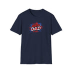 Super Dad T-Shirt – Union Jack Flag pattern Retro Comic Father’s Day Tee