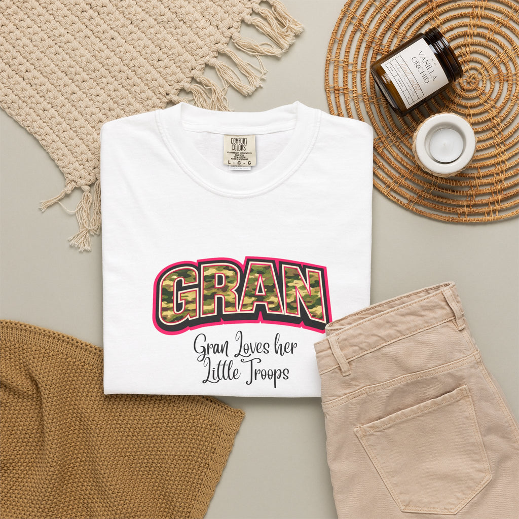 Gran Floral Graphic T-Shirt — "Gran Loves Her Little Troops" Gift Tee