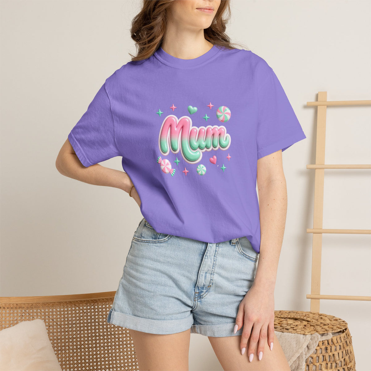 Mum Pastel Candy Script T-Shirt