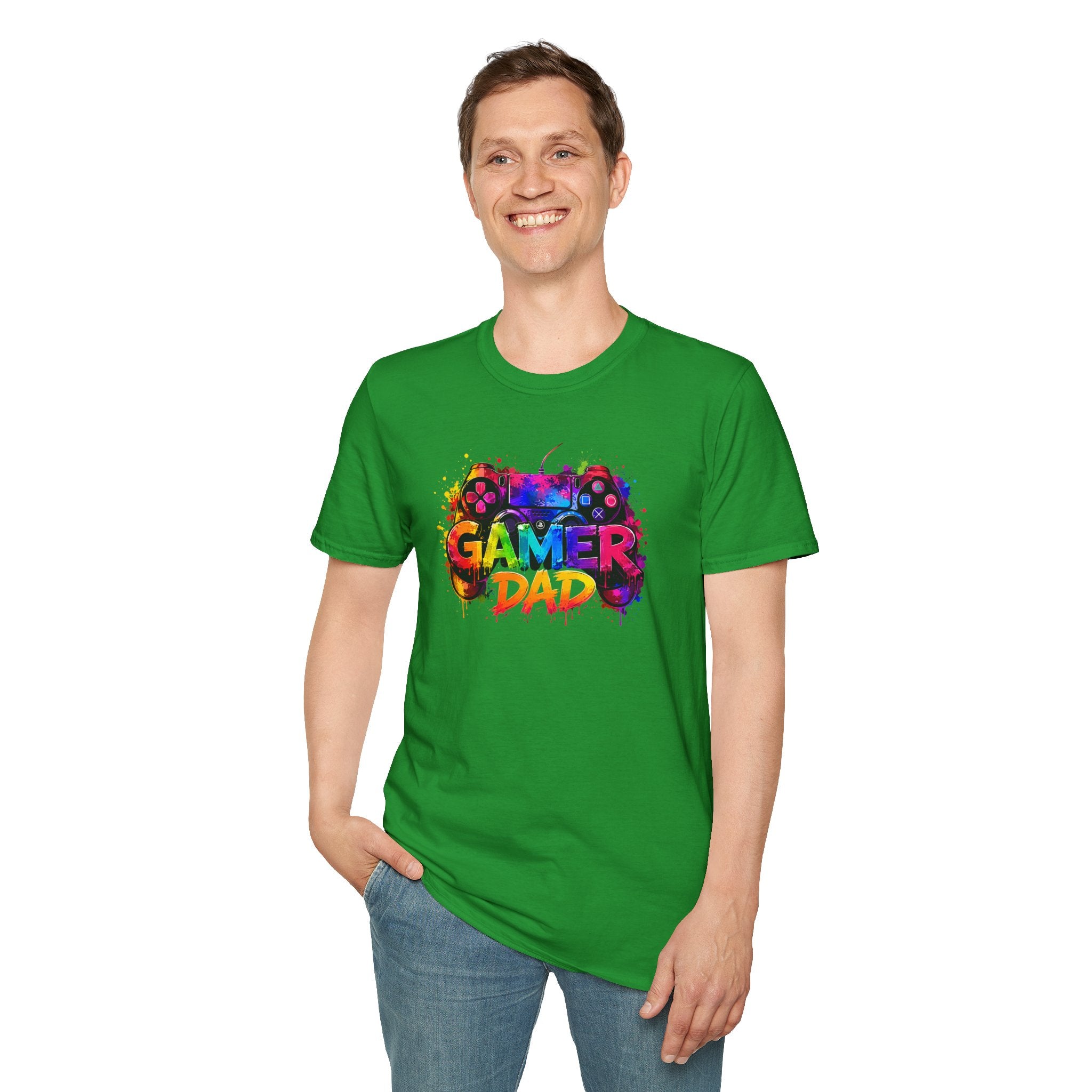 Gamer Dad Colourful Controller Design T-Shirt