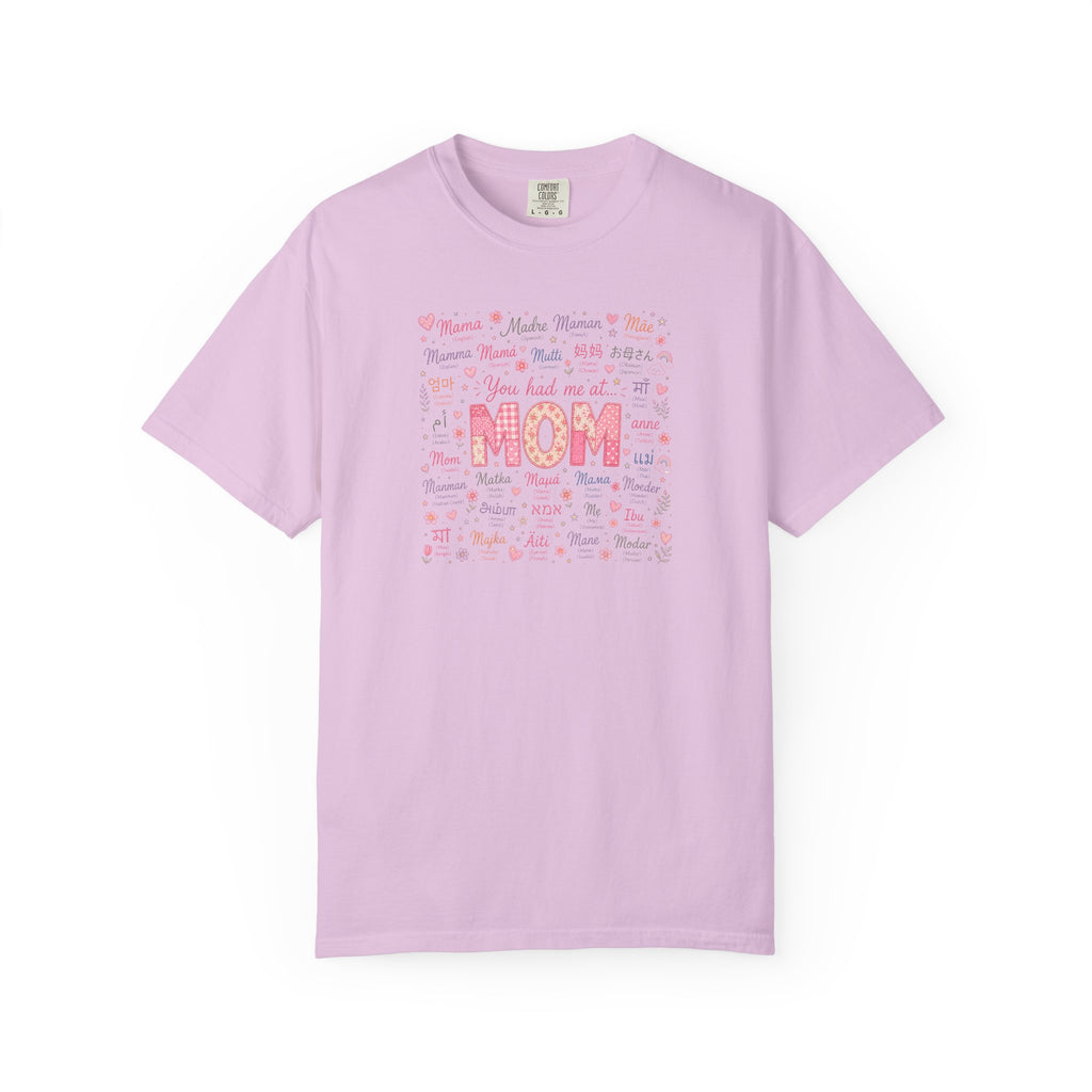 Mom Hearts Graphic T-Shirt — Cute Pink 'You had me at MOM' Mother's Day Tee