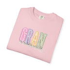 Gran Floral Script T-Shirt — "the heart of my family" Sage Garment-Dyed Tee