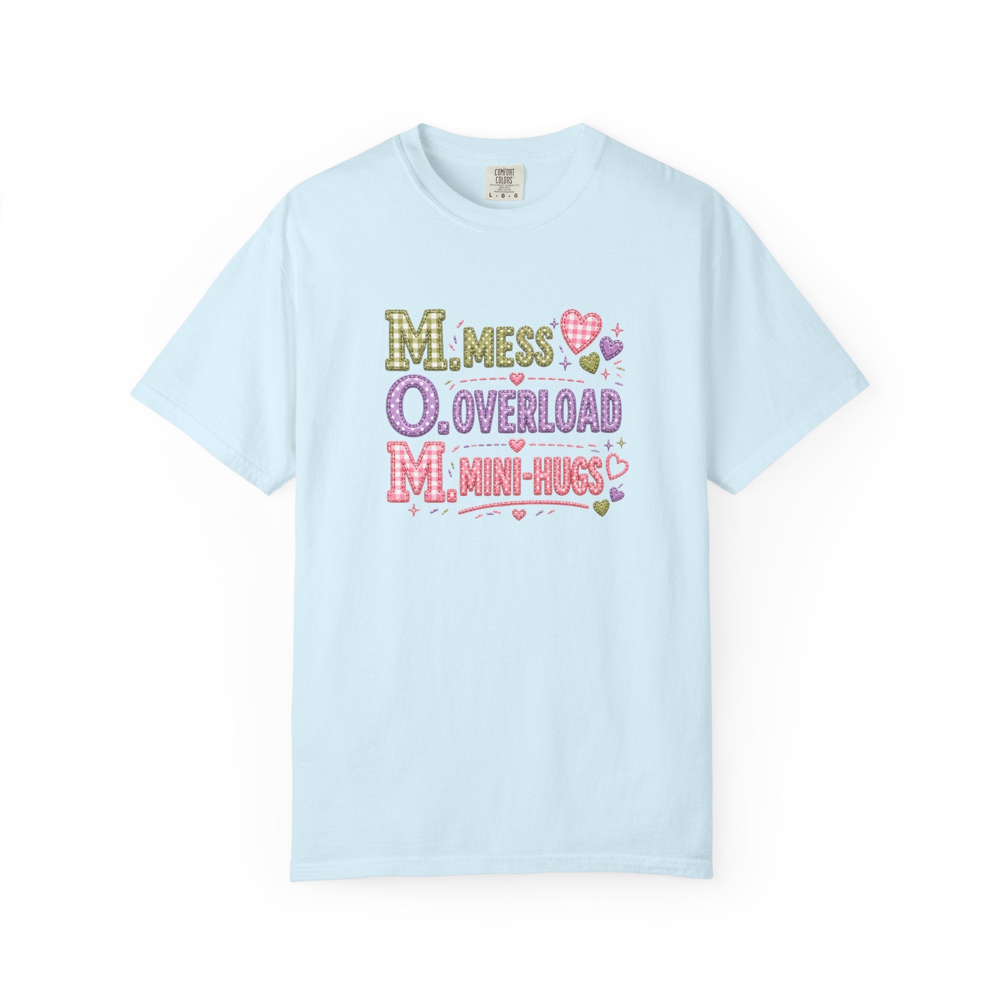 Mom Acronym Graphic T-Shirt — “M.O.M. Mess Overload Mini-Hugs” Cute Pastel Mothers Day Tee