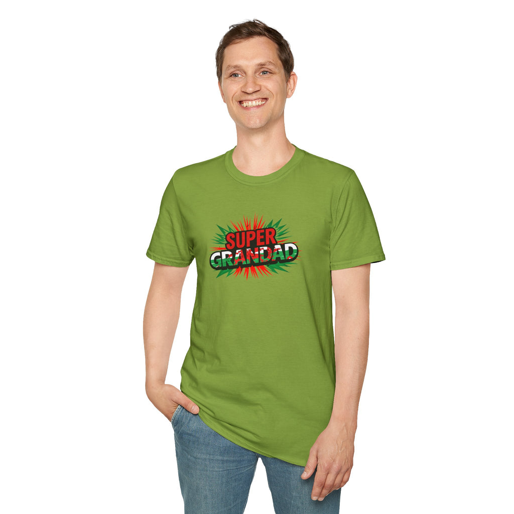 Super Grandad Welsh Flag/Wales themed T-Shirt — Retro Comic Style Father's Day Gift