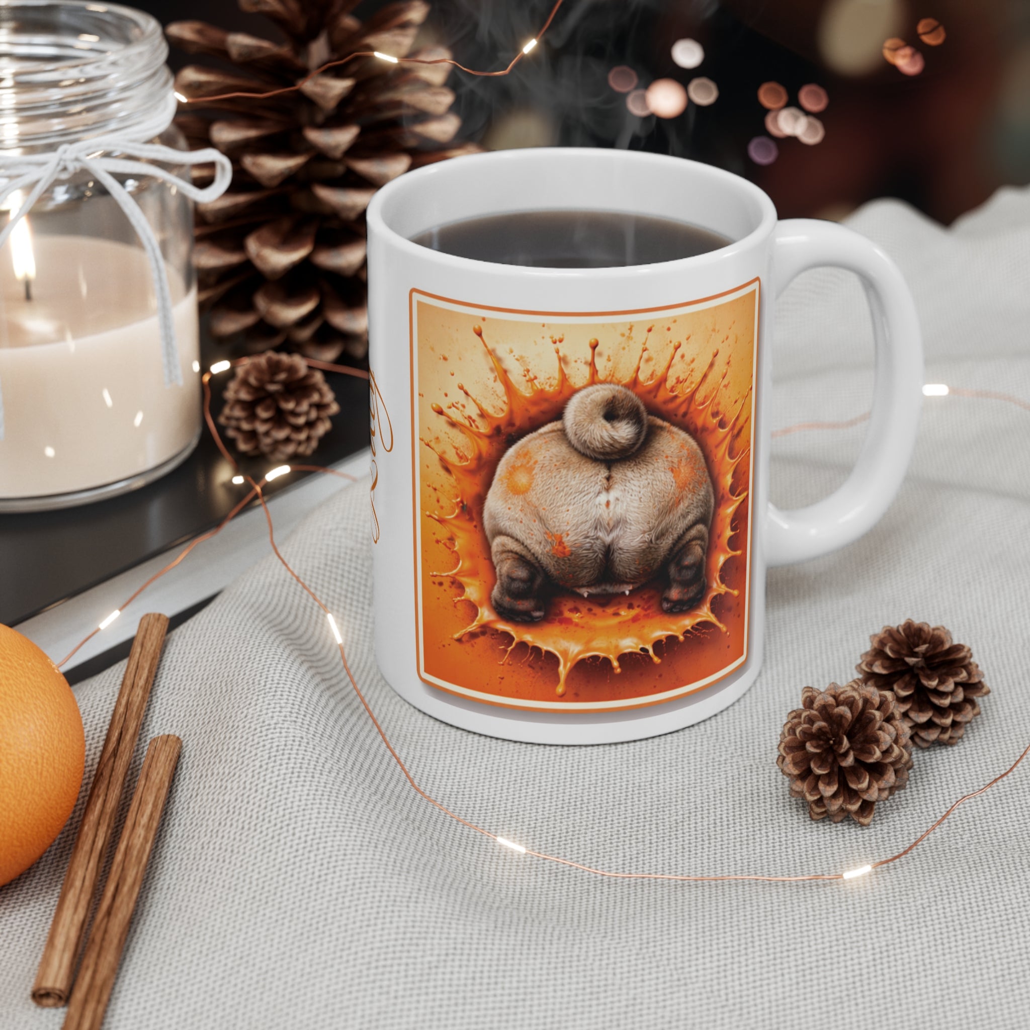 Pug Mug — "I Puggin' Woof You!" in Orange Cute Dog Lover Coffee Mug