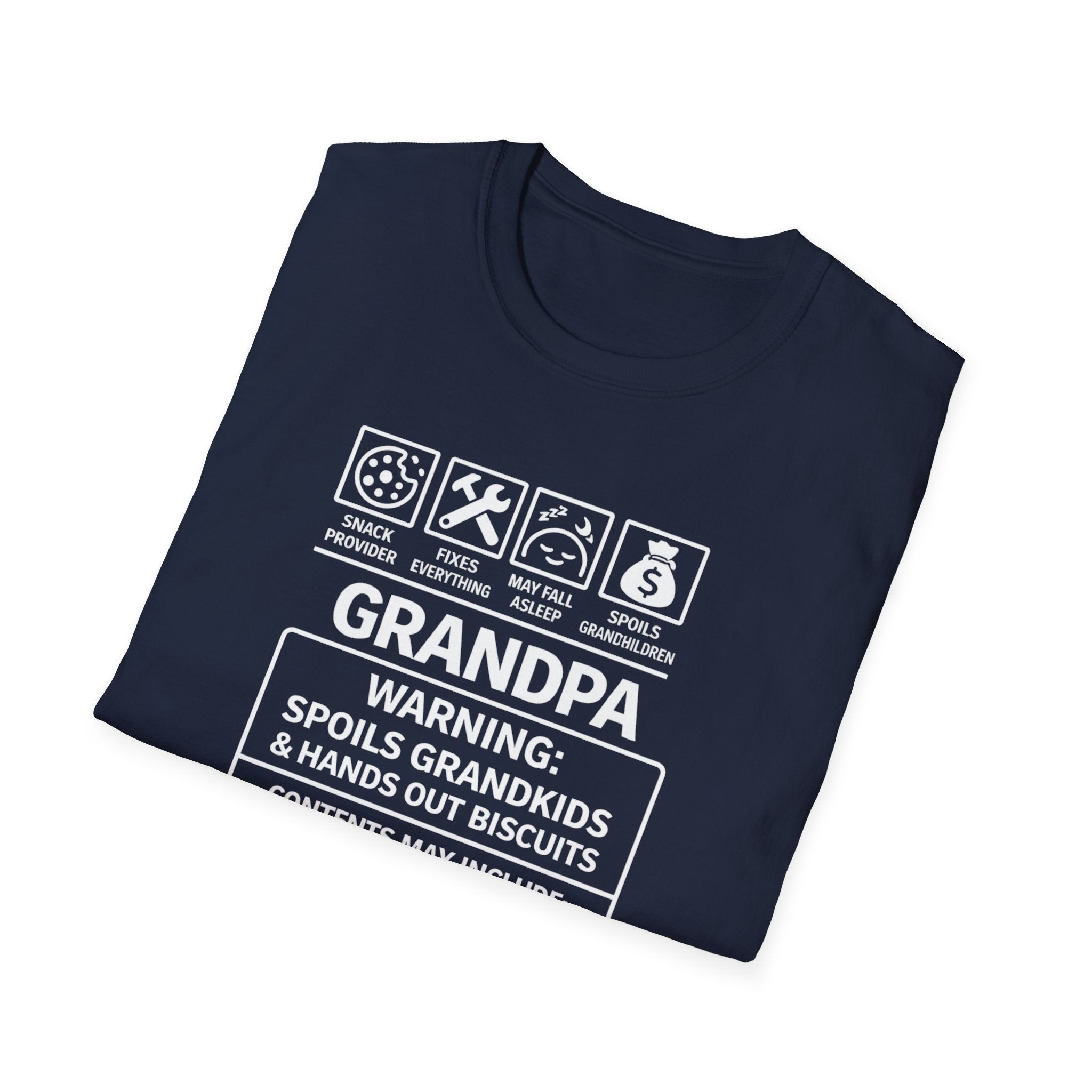 Grandpa Warning T-Shirt – ‘Spoils Grandkids & Hands Out Biscuits’ Funny Grandpa Tee