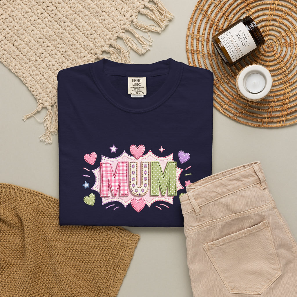 MUM Heart Patch Graphic T-Shirt — Cute Floral Mother’s Day Gift