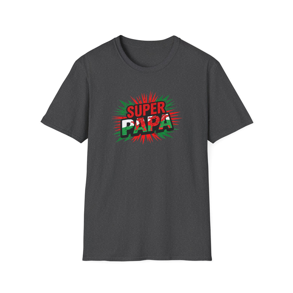 Super Papa Welsh Flag/ Wales themed Graphic T-Shirt — Father’s Day Comic-Style Dad Shirt