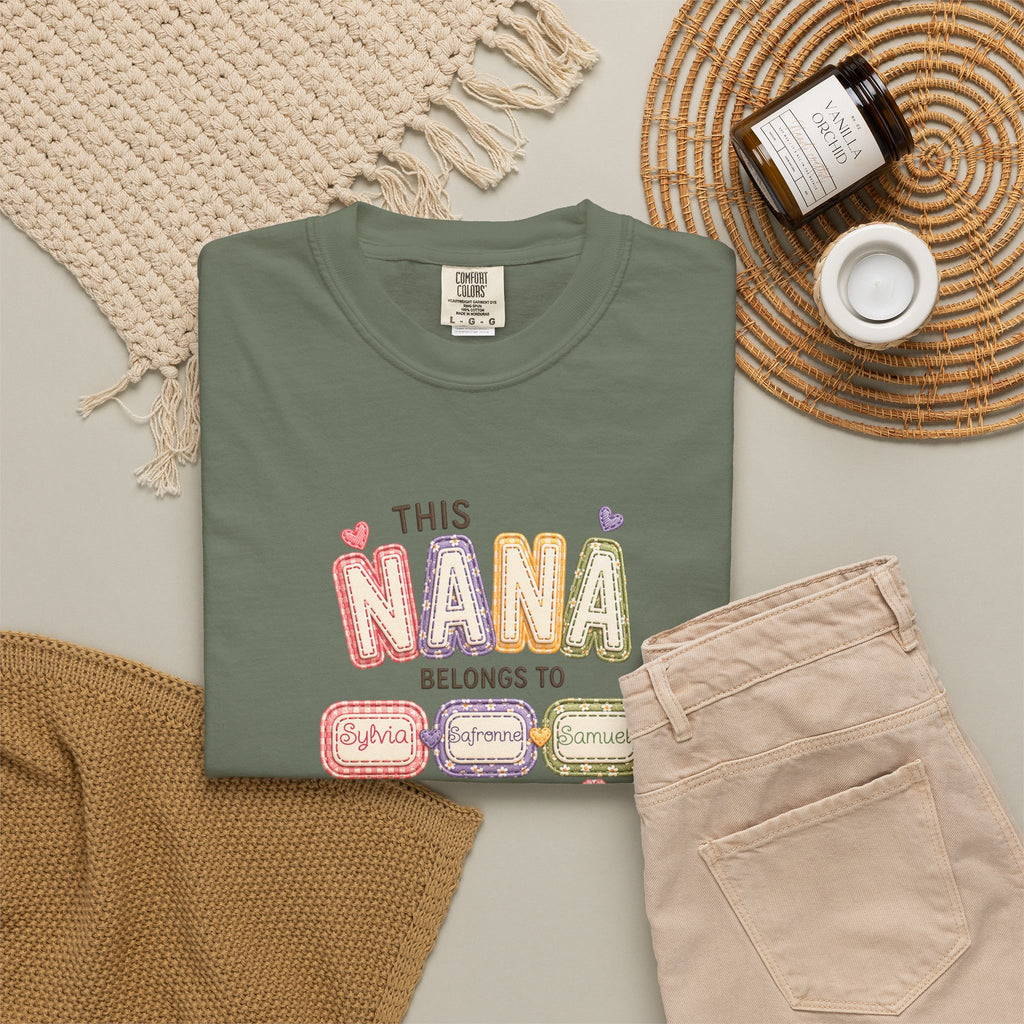 Nana Family Name T-Shirt — "This Nana Belongs To" Floral Grandma Gift