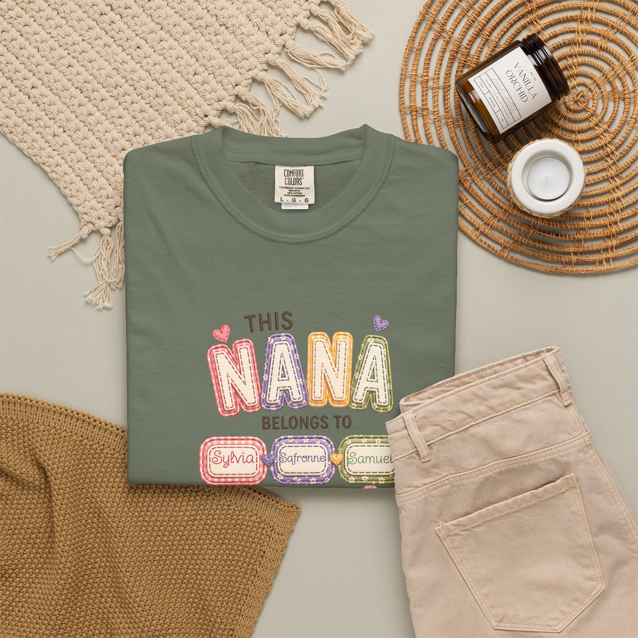 Nana Family Name T-Shirt — "This Nana Belongs To" Floral Grandma Gift