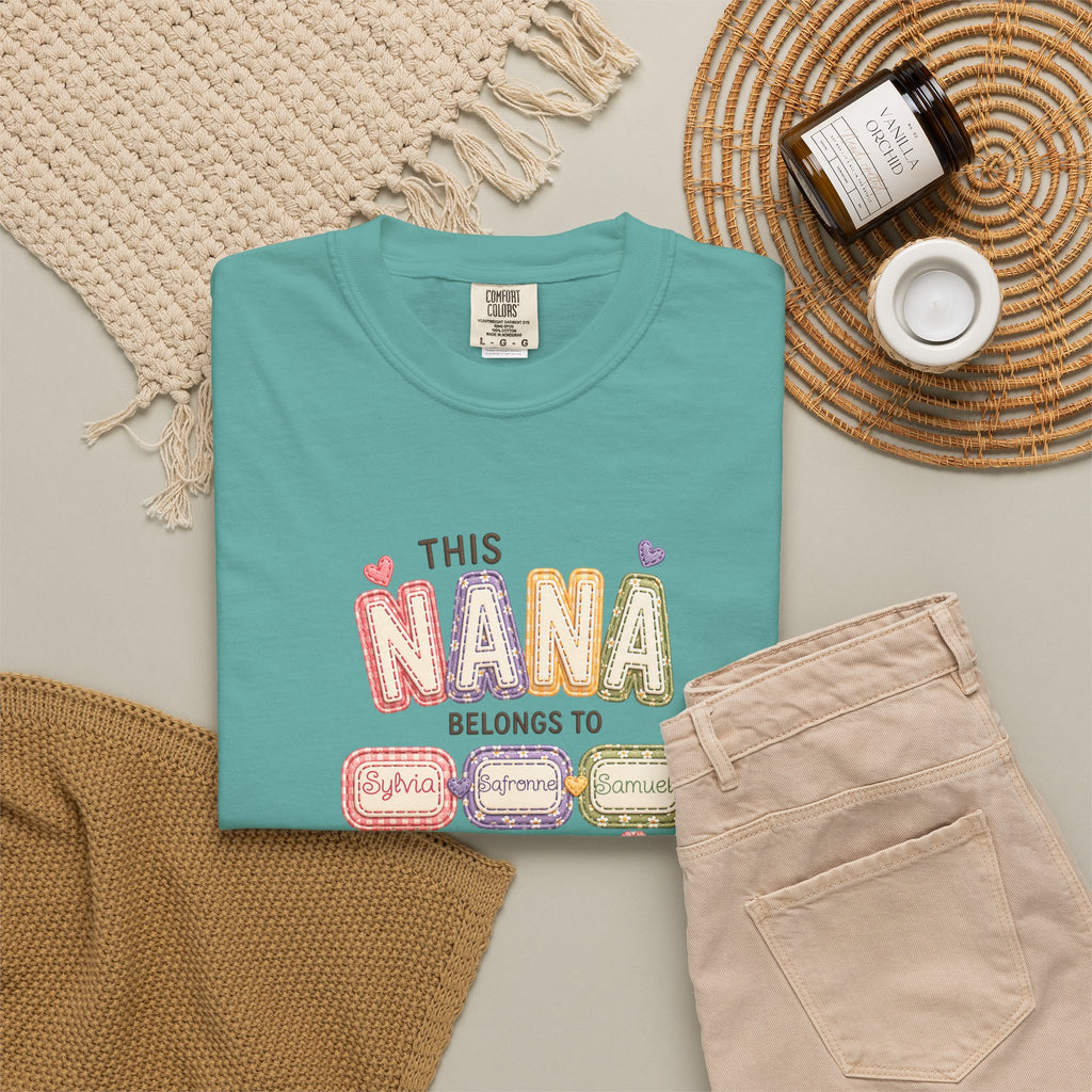 Nana Family Name T-Shirt — "This Nana Belongs To" Floral Grandma Gift