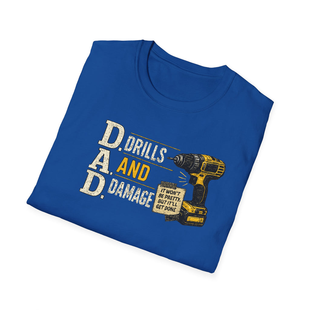 Drills and Damage Dad T-Shirt – Funny Father’s Day Tool Lover Tee