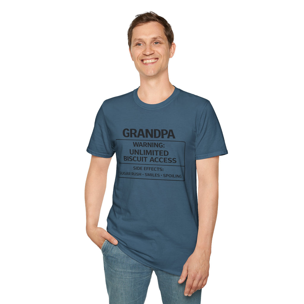 Grandpa Warning T-Shirt — "Unlimited Biscuit Access" Funny Grandpa Tee